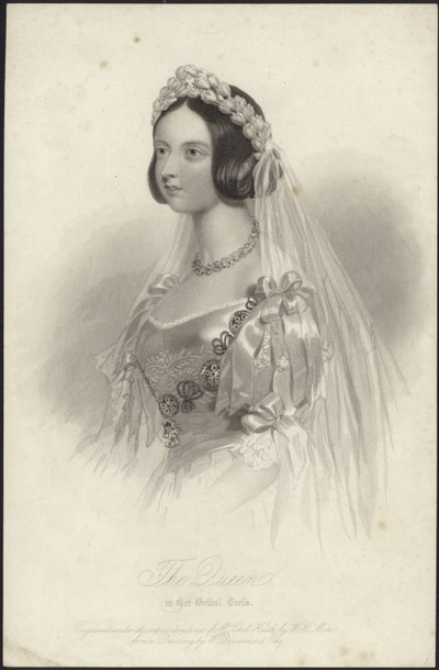 La Reina Victoria en su vestido de novia de William Drummond